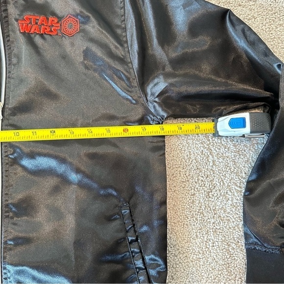 Star Wars Satin Jacket Tie Fighter Full Zip Bomber Jacket Stitch Logo Youth XL - Picture 11 of 13